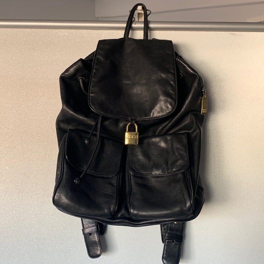 Vintage DKNY Black Backpack Large Size!